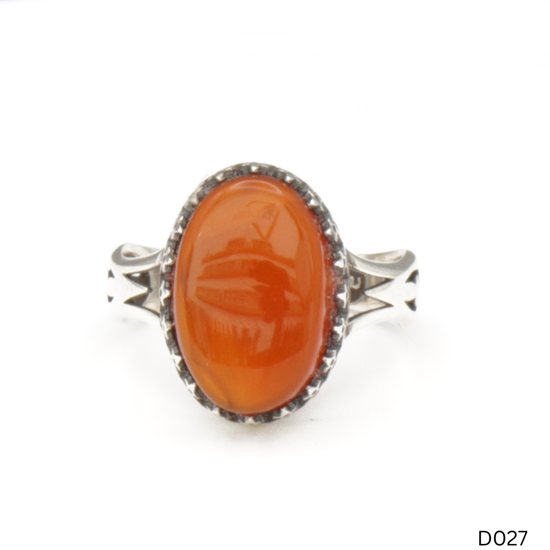 925 Silber Damen Ring mit Jemen Achat - Aqeeq Yamani