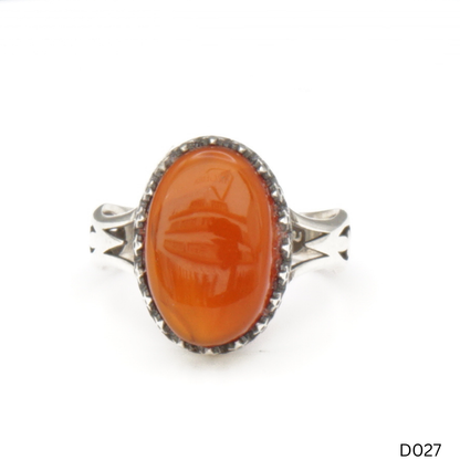 925 Silber Damen Ring mit Jemen Achat - Aqeeq Yamani