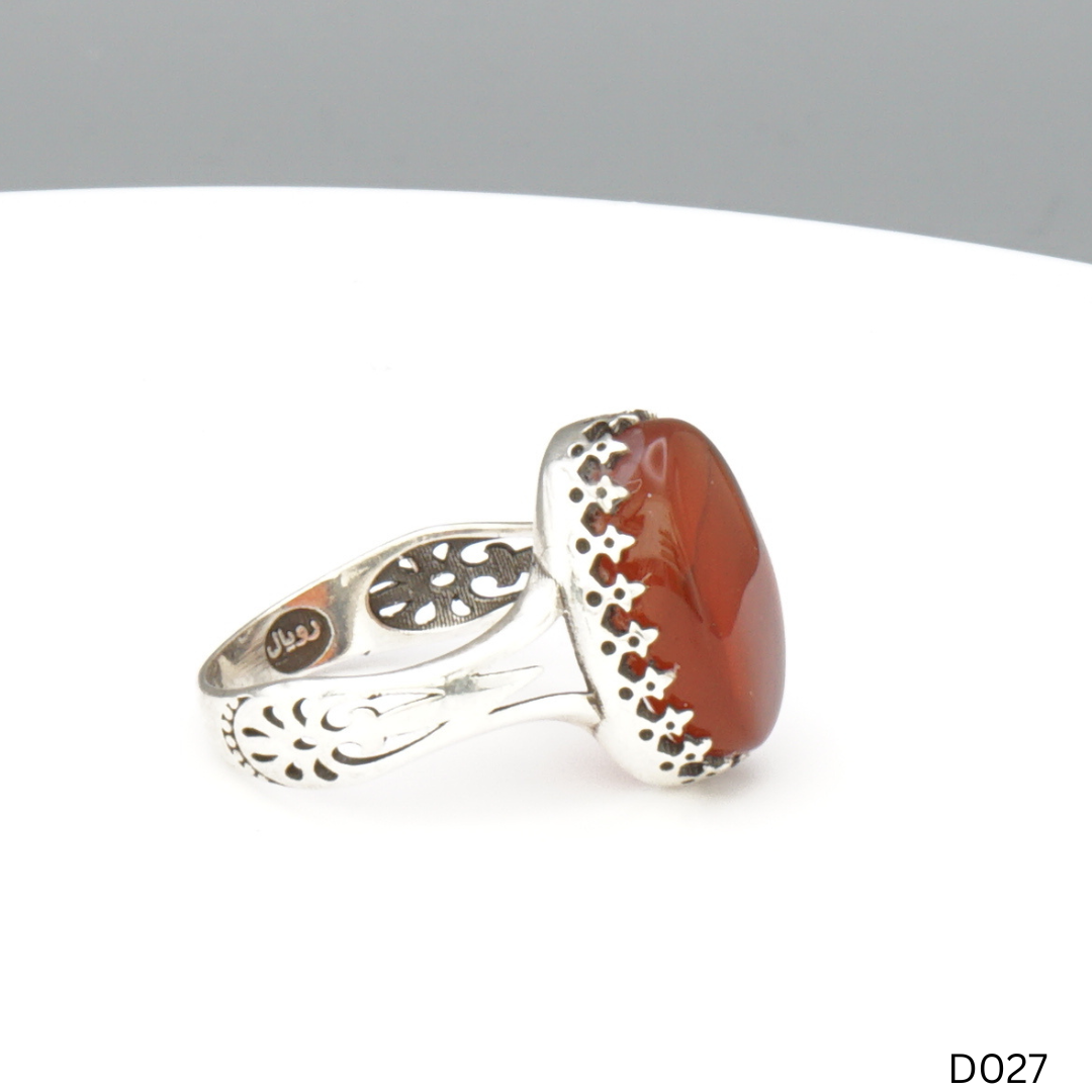 925 Silber Damen Ring mit Jemen Achat - Aqeeq Yamani