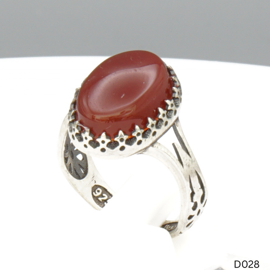 925 Silber Damen Ring mit Jemen Achat - Aqeeq Yamani