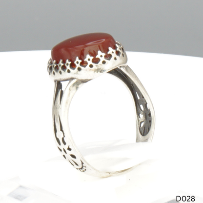 925 Silber Damen Ring mit Jemen Achat - Aqeeq Yamani