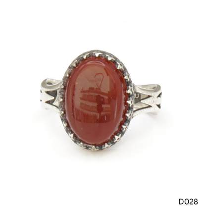 925 Silber Damen Ring mit Jemen Achat - Aqeeq Yamani