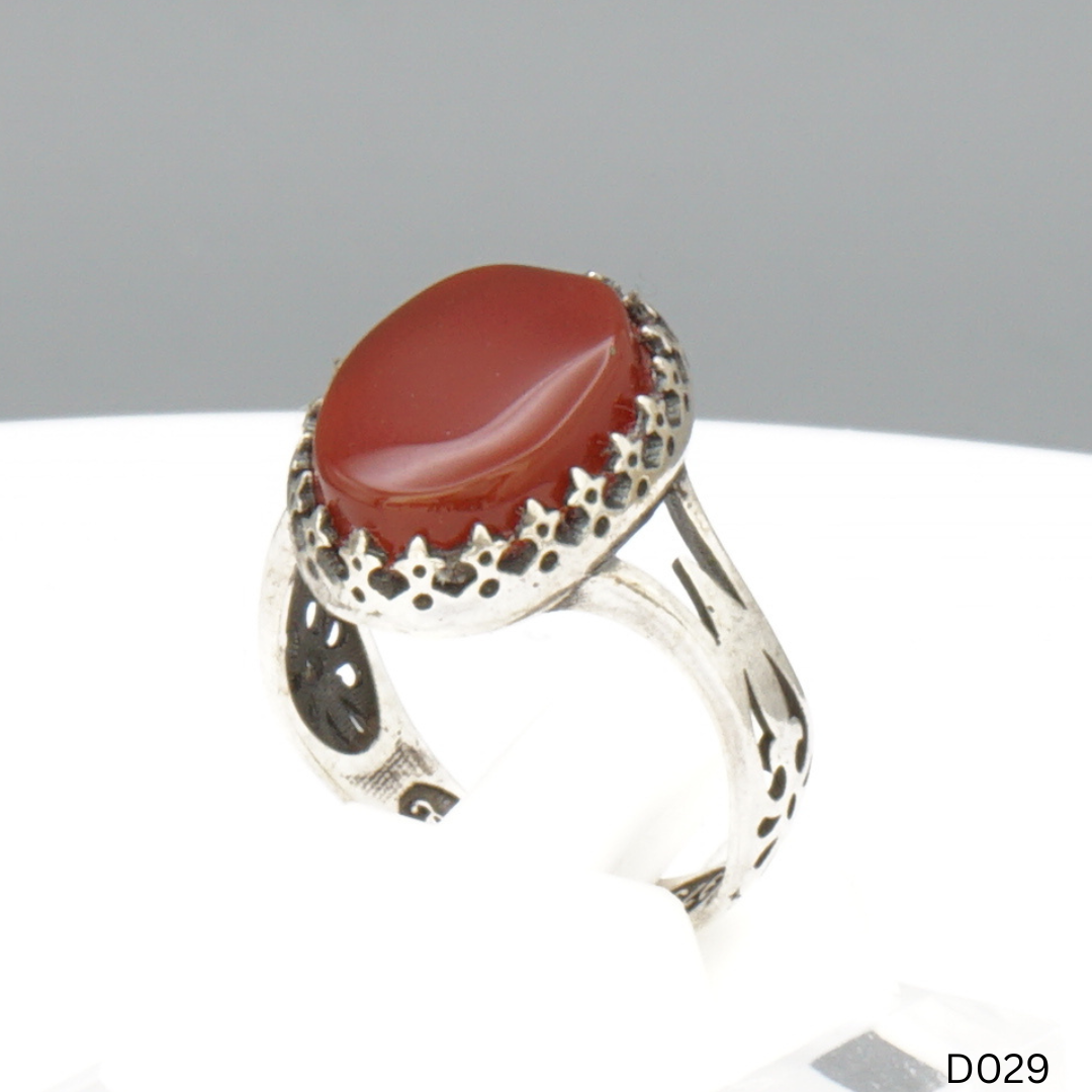 925 Silber Damen Ring mit Jemen Achat - Aqeeq Yamani