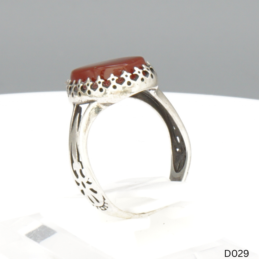 925 Silber Damen Ring mit Jemen Achat - Aqeeq Yamani