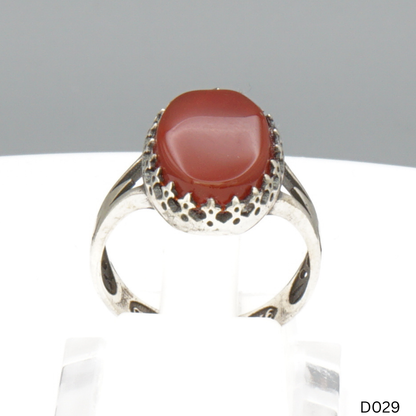 925 Silber Damen Ring mit Jemen Achat - Aqeeq Yamani