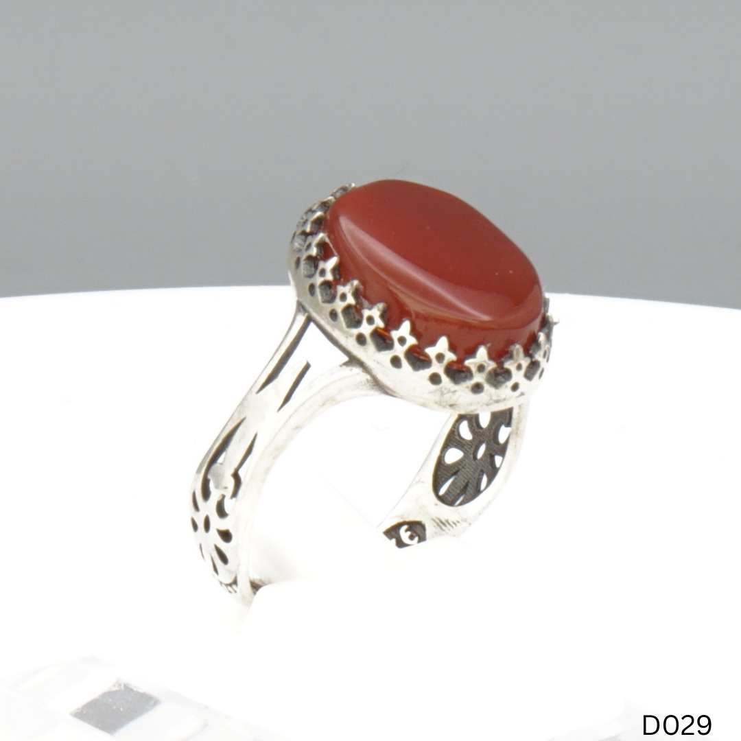 925 Silber Damen Ring mit Jemen Achat - Aqeeq Yamani