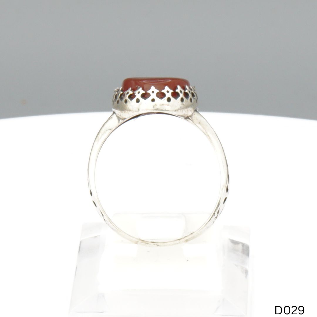 925 Silber Damen Ring mit Jemen Achat - Aqeeq Yamani