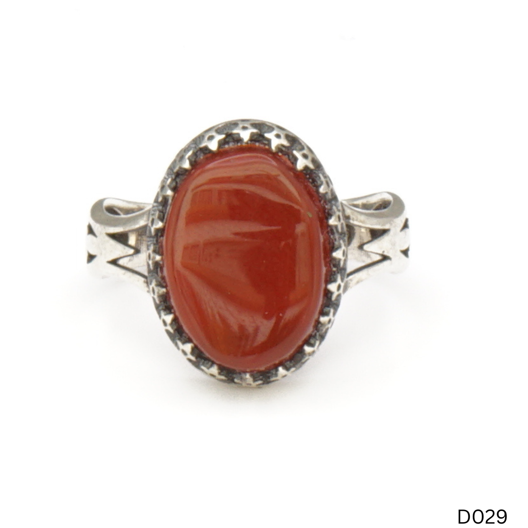 925 Silber Damen Ring mit Jemen Achat - Aqeeq Yamani