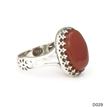 925 Silber Damen Ring mit Jemen Achat - Aqeeq Yamani