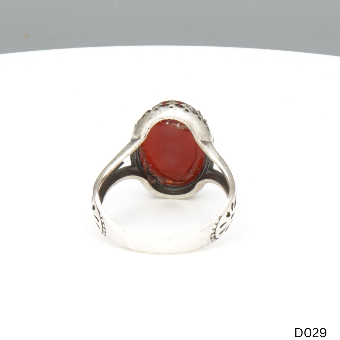 925 Silber Damen Ring mit Jemen Achat - Aqeeq Yamani