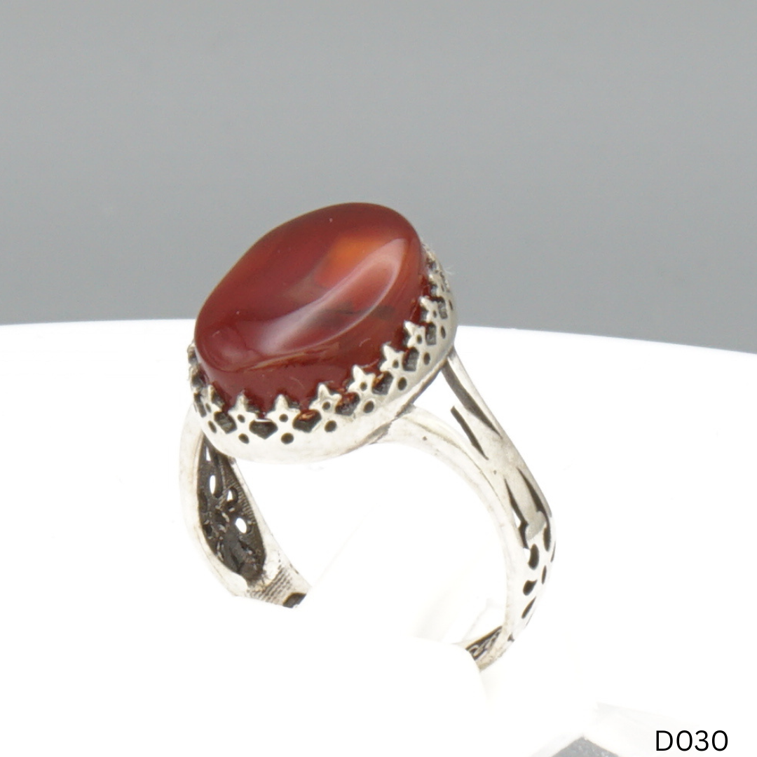 925 Silber Damen Ring mit Jemen Achat - Aqeeq Yamani