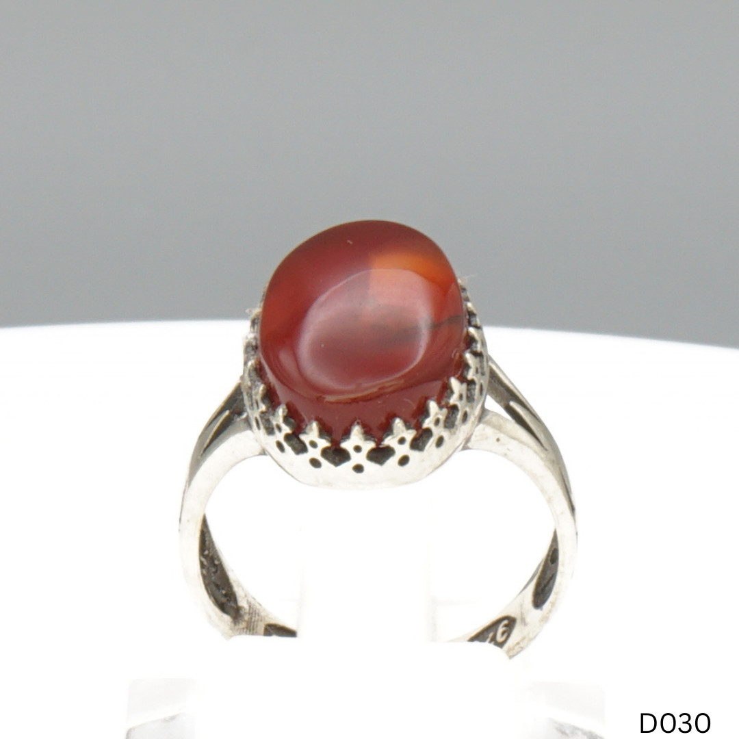 925 Silber Damen Ring mit Jemen Achat - Aqeeq Yamani