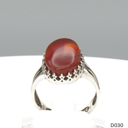 925 Silber Damen Ring mit Jemen Achat - Aqeeq Yamani