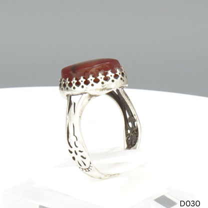 925 Silber Damen Ring mit Jemen Achat - Aqeeq Yamani