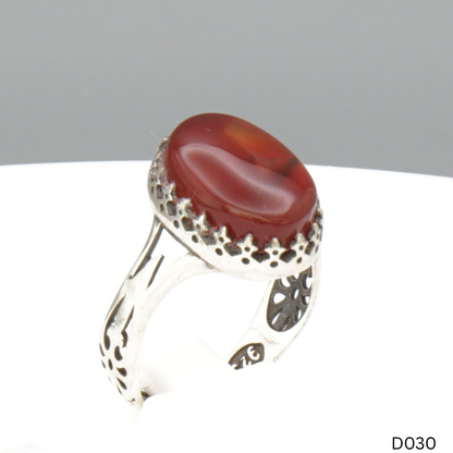 925 Silber Damen Ring mit Jemen Achat - Aqeeq Yamani
