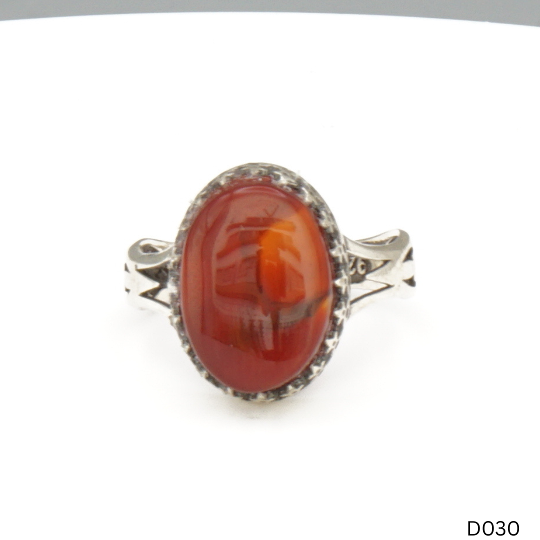 925 Silber Damen Ring mit Jemen Achat - Aqeeq Yamani
