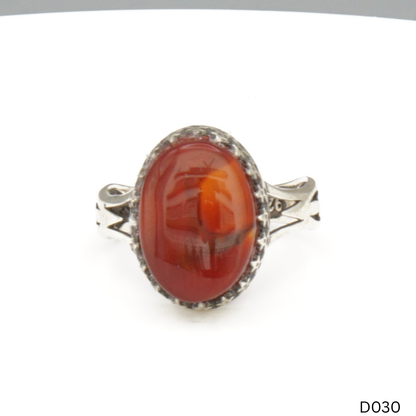 925 Silber Damen Ring mit Jemen Achat - Aqeeq Yamani