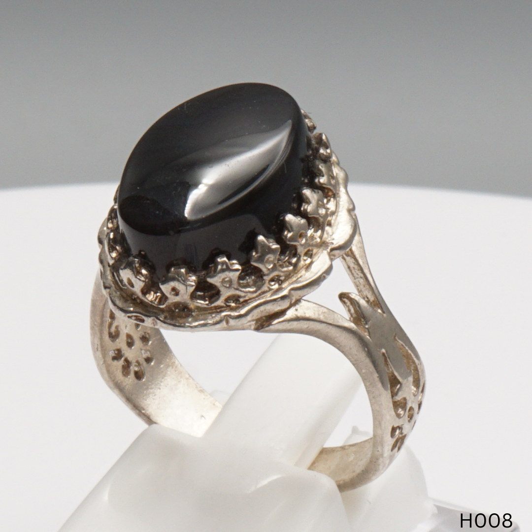 925 Silber Herrenring mit echtem Jemen Achat - Aqeeq Yamani