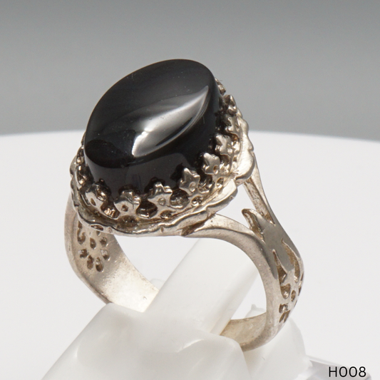 925 Silber Herrenring mit echtem Jemen Achat - Aqeeq Yamani