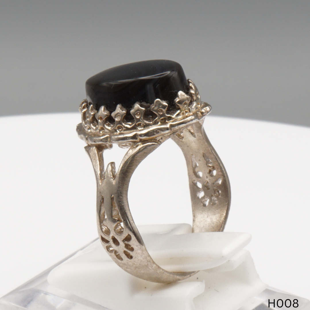 925 Silber Herrenring mit echtem Jemen Achat - Aqeeq Yamani