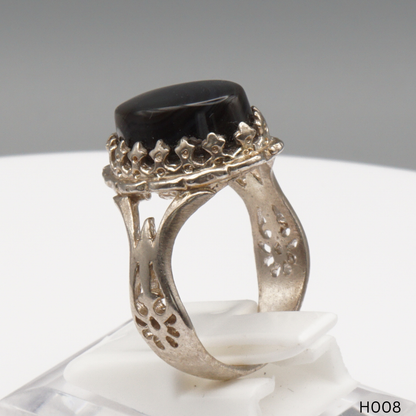 925 Silber Herrenring mit echtem Jemen Achat - Aqeeq Yamani