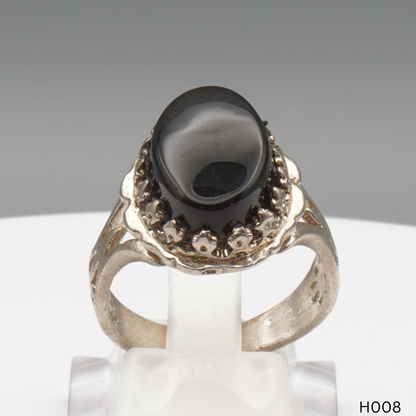 925 Silber Herrenring mit echtem Jemen Achat - Aqeeq Yamani