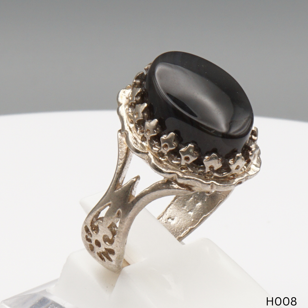 925 Silber Herrenring mit echtem Jemen Achat - Aqeeq Yamani