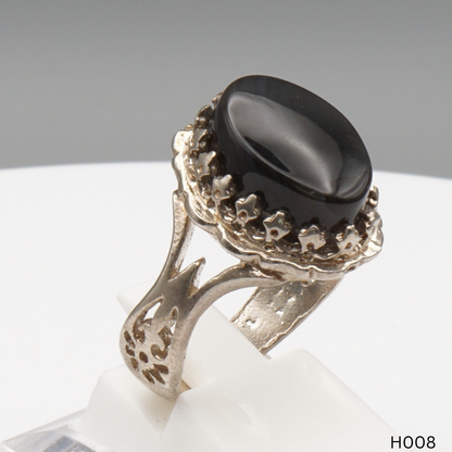 925 Silber Herrenring mit echtem Jemen Achat - Aqeeq Yamani