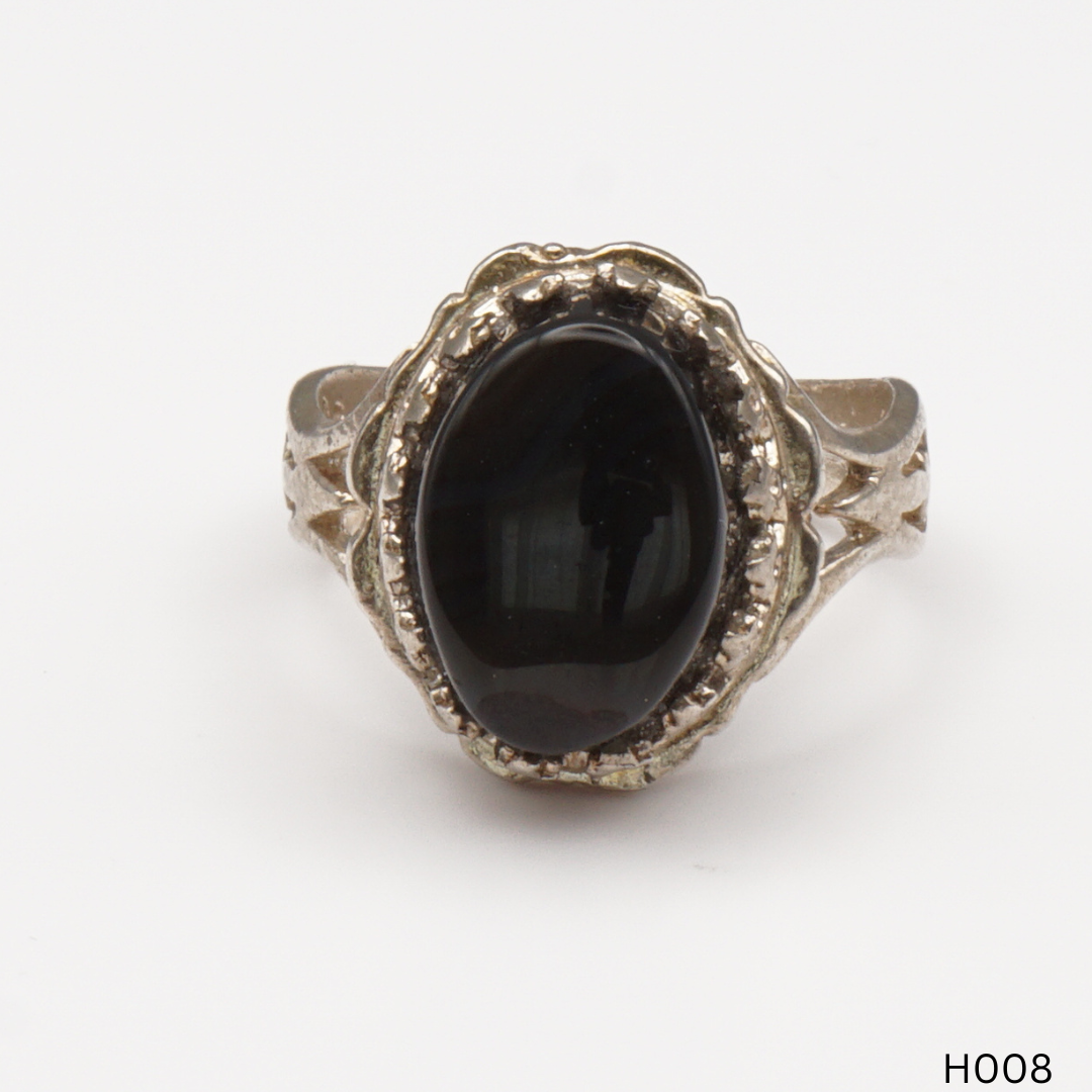 925 Silber Herrenring mit echtem Jemen Achat - Aqeeq Yamani