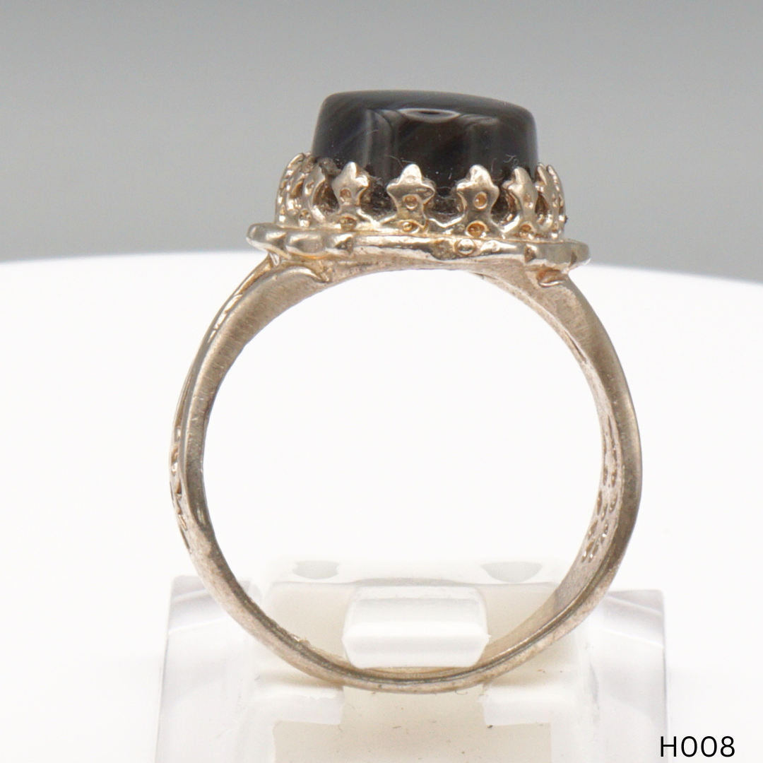 925 Silber Herrenring mit echtem Jemen Achat - Aqeeq Yamani