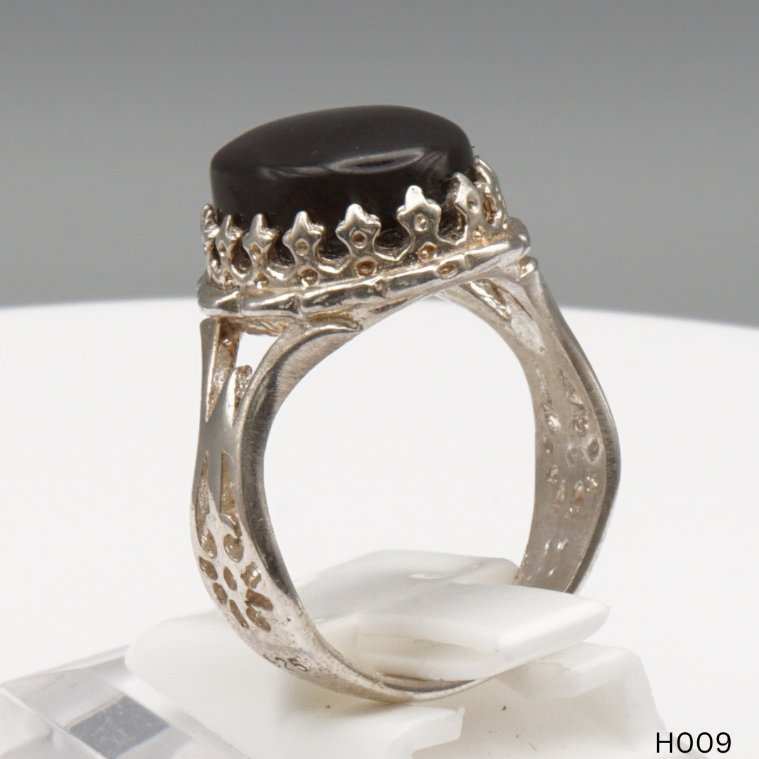 925 Silber Herrenring mit echtem Jemen Achat - Aqeeq Yamani