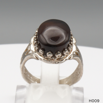 925 Silber Herrenring mit echtem Jemen Achat - Aqeeq Yamani