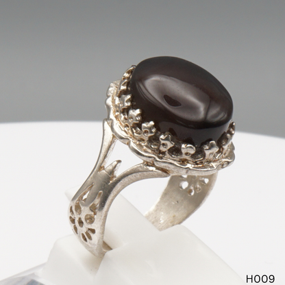 925 Silber Herrenring mit echtem Jemen Achat - Aqeeq Yamani