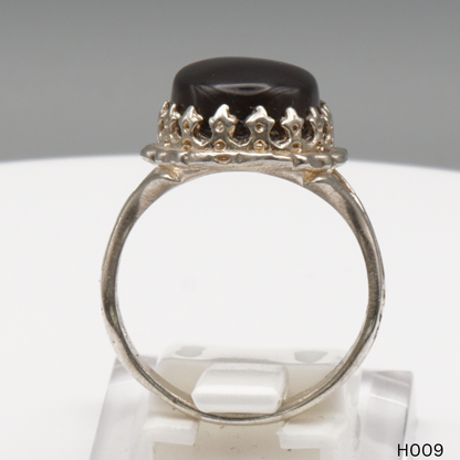 925 Silber Herrenring mit echtem Jemen Achat - Aqeeq Yamani