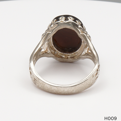 925 Silber Herrenring mit echtem Jemen Achat - Aqeeq Yamani