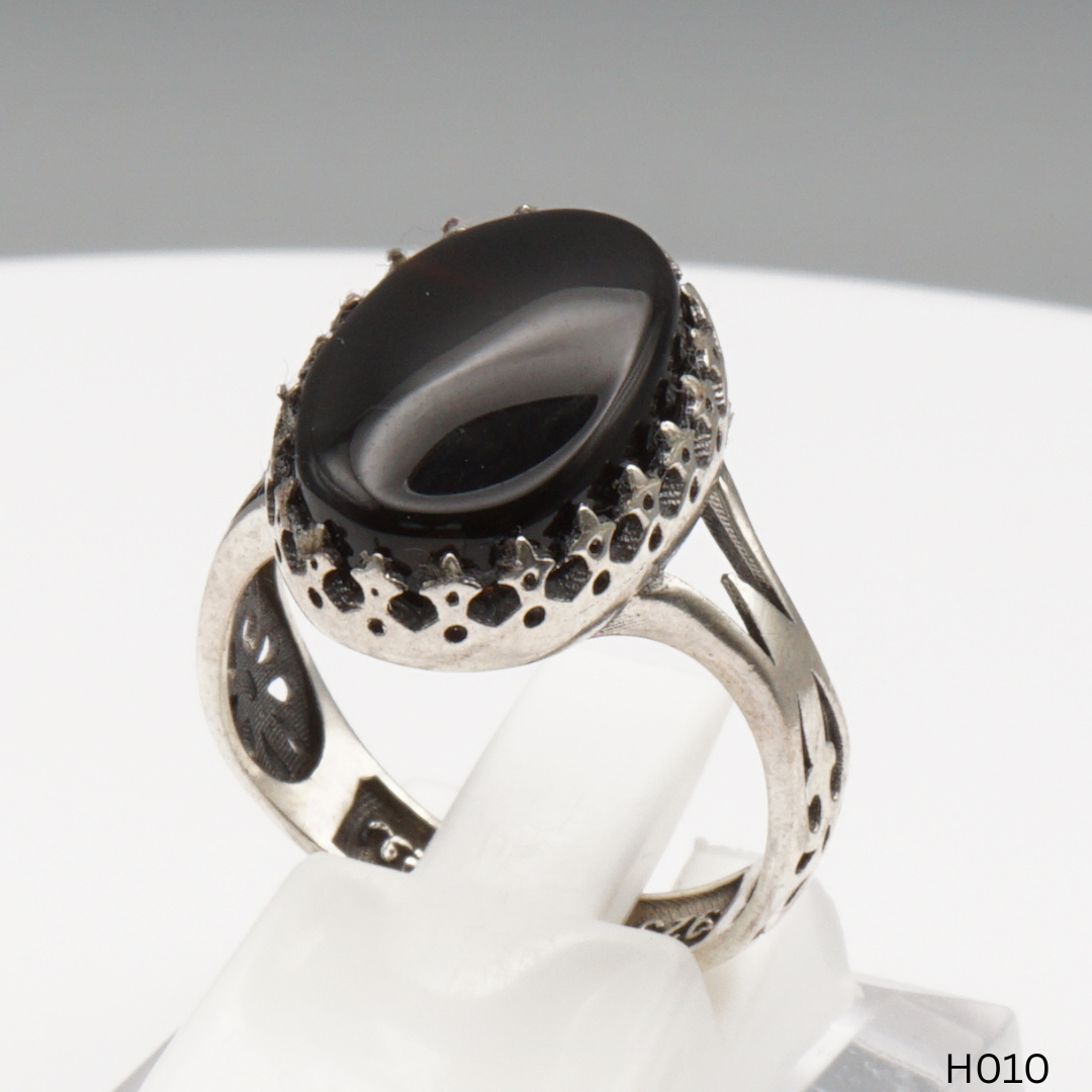 925 Silber Herrenring mit echtem Jemen Achat - Aqeeq Yamani