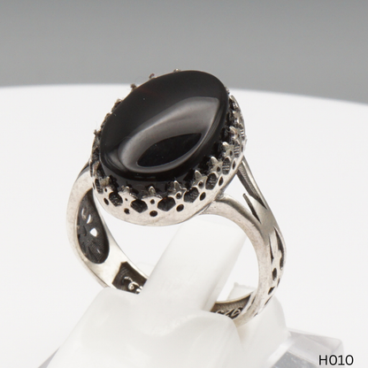 925 Silber Herrenring mit echtem Jemen Achat - Aqeeq Yamani