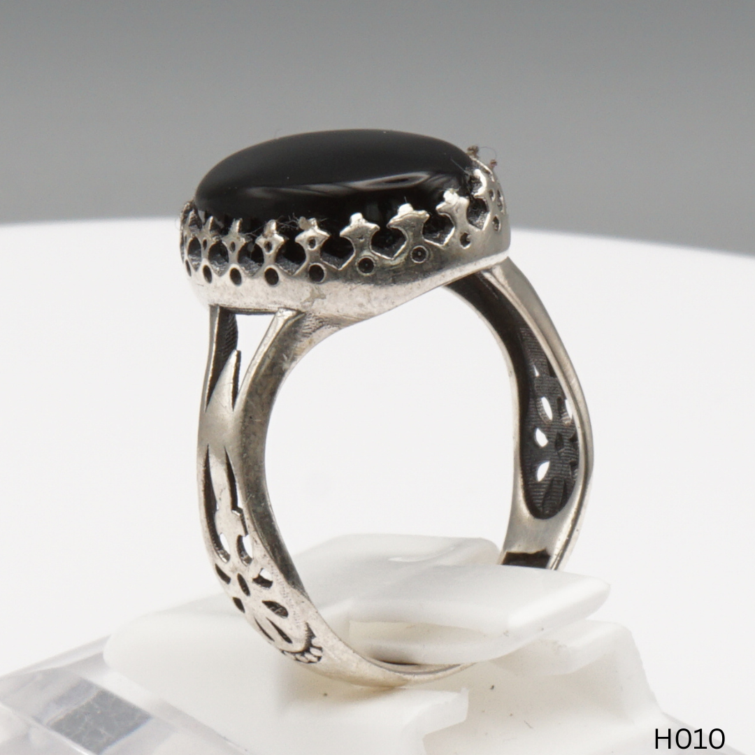 925 Silber Herrenring mit echtem Jemen Achat - Aqeeq Yamani
