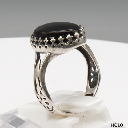 925 Silber Herrenring mit echtem Jemen Achat - Aqeeq Yamani