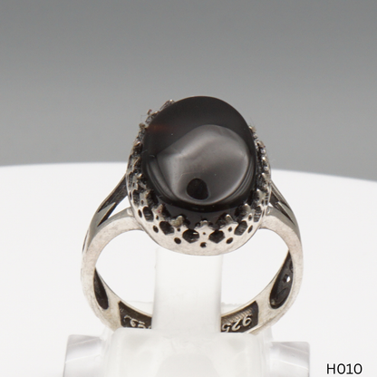 925 Silber Herrenring mit echtem Jemen Achat - Aqeeq Yamani