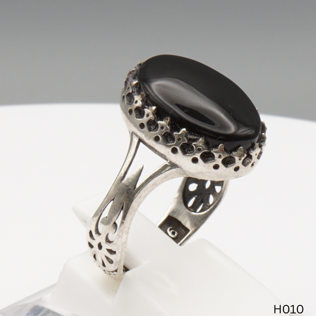 925 Silber Herrenring mit echtem Jemen Achat - Aqeeq Yamani