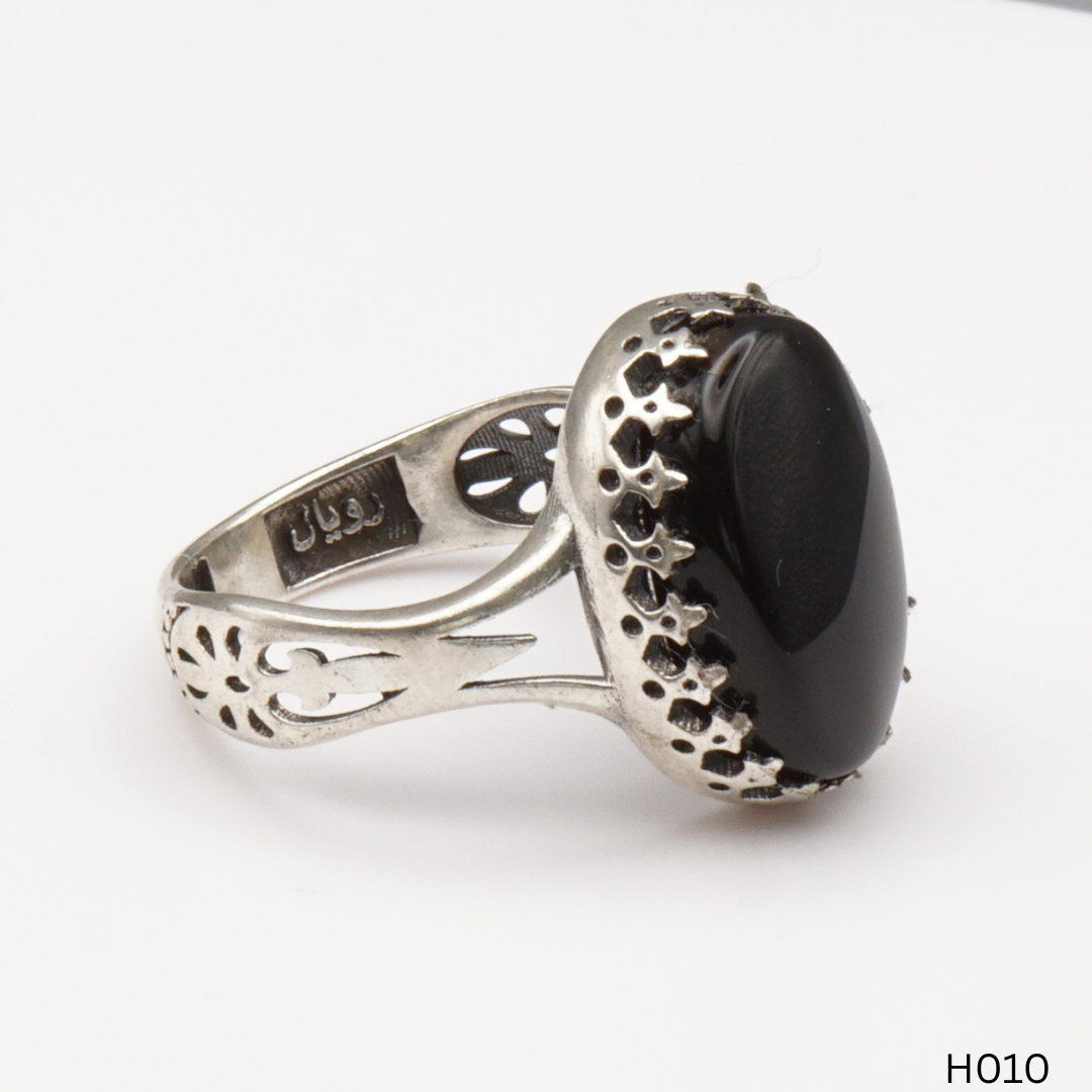 925 Silber Herrenring mit echtem Jemen Achat - Aqeeq Yamani