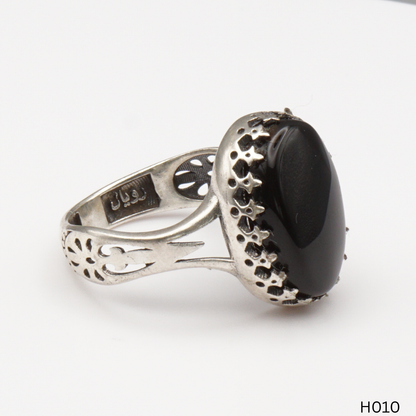 925 Silber Herrenring mit echtem Jemen Achat - Aqeeq Yamani