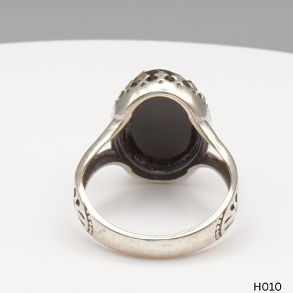925 Silber Herrenring mit echtem Jemen Achat - Aqeeq Yamani