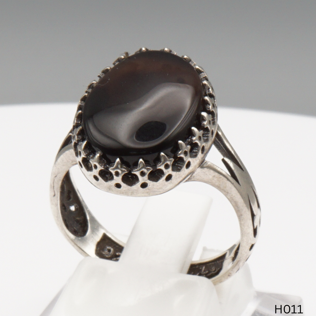 925 Silber Herrenring mit echtem Jemen Achat - Aqeeq Yamani