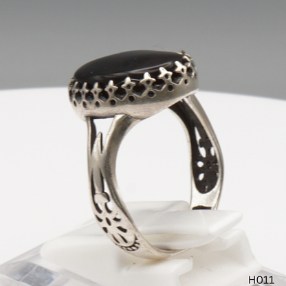 925 Silber Herrenring mit echtem Jemen Achat - Aqeeq Yamani