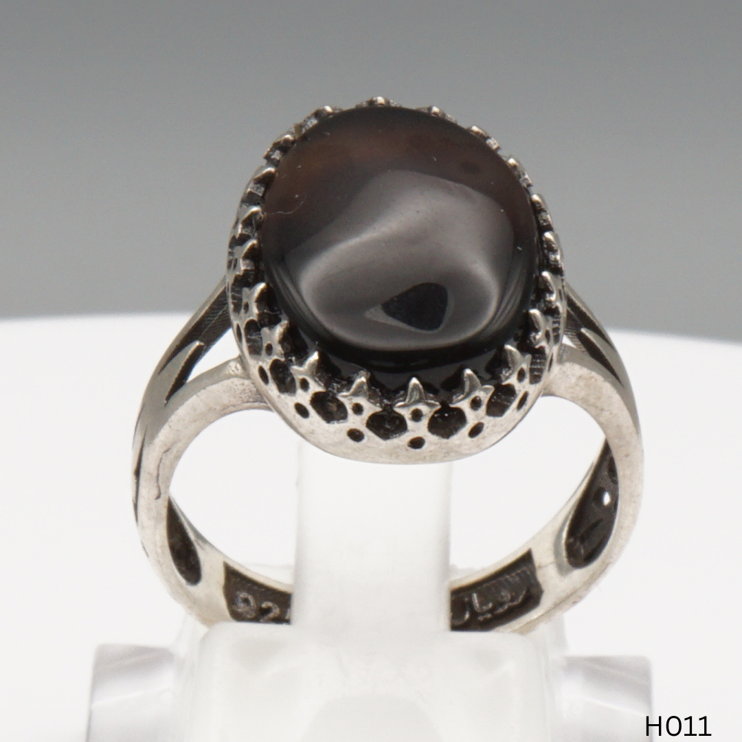 925 Silber Herrenring mit echtem Jemen Achat - Aqeeq Yamani