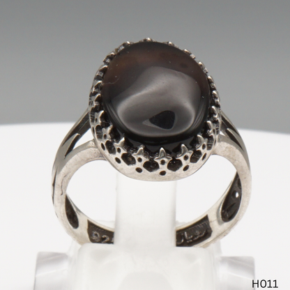 925 Silber Herrenring mit echtem Jemen Achat - Aqeeq Yamani