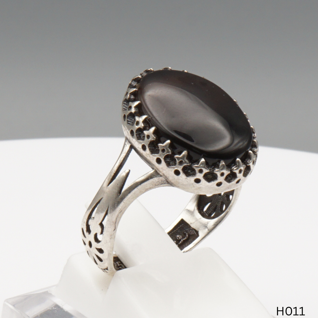 925 Silber Herrenring mit echtem Jemen Achat - Aqeeq Yamani