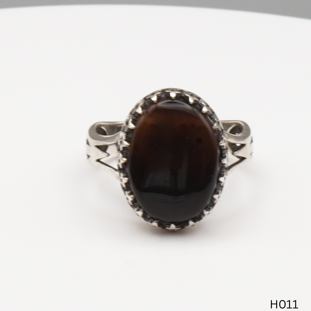 925 Silber Herrenring mit echtem Jemen Achat - Aqeeq Yamani